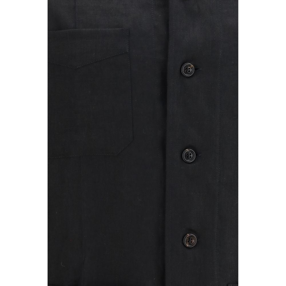 Brunello Cucinelli Schwarze Jeansjacke aus Leinen-3