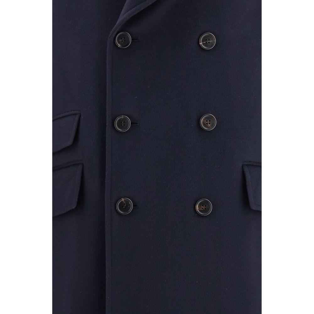 Brunello Cucinelli Blauer Wollmantel Oves Aries-3