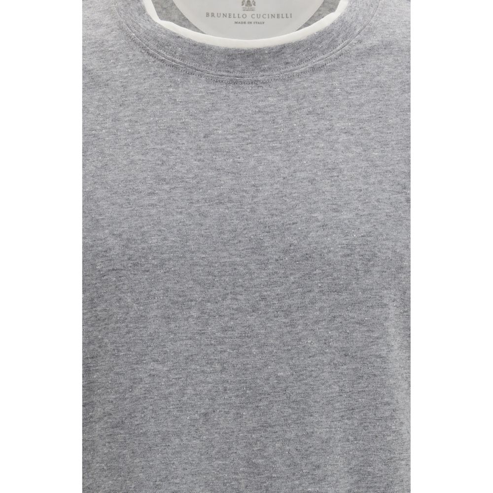 Brunello Cucinelli Graues Baumwoll-T-Shirt-3
