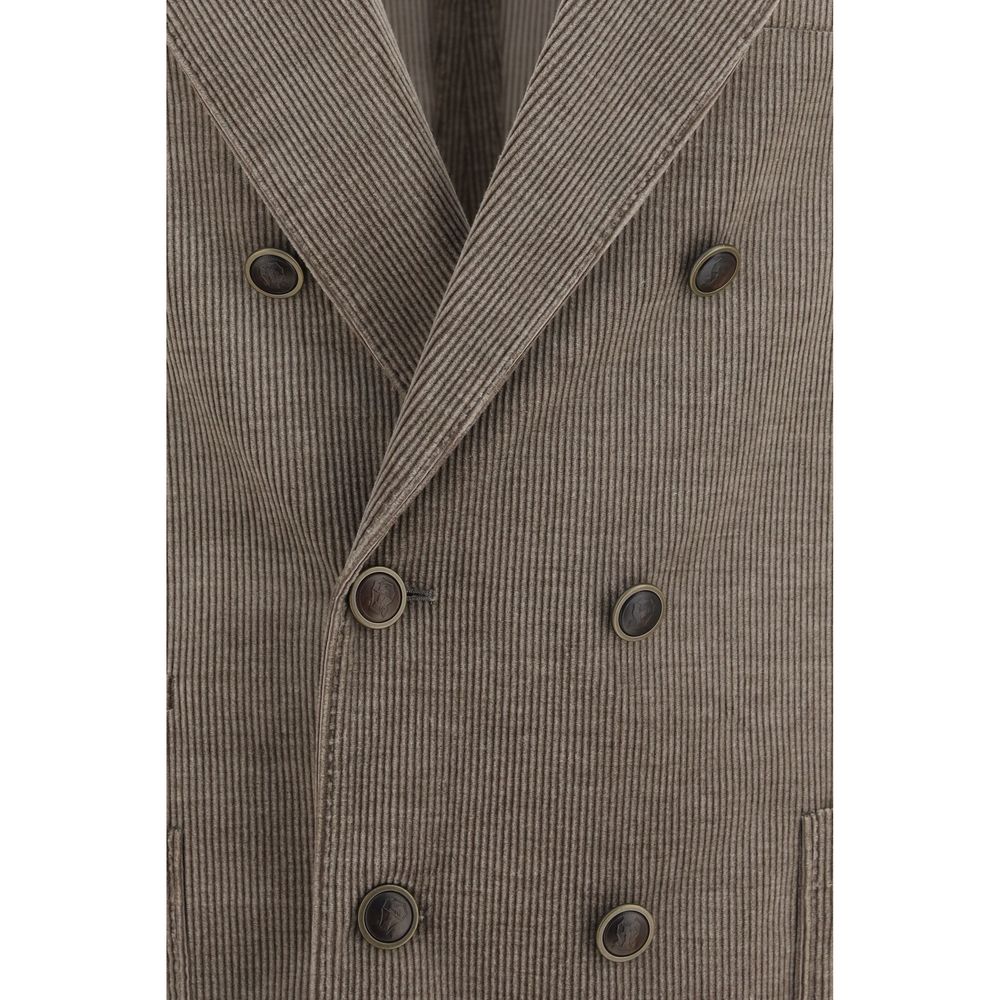 Brunello Cucinelli Graue Baumwolljacke in voller Länge-3