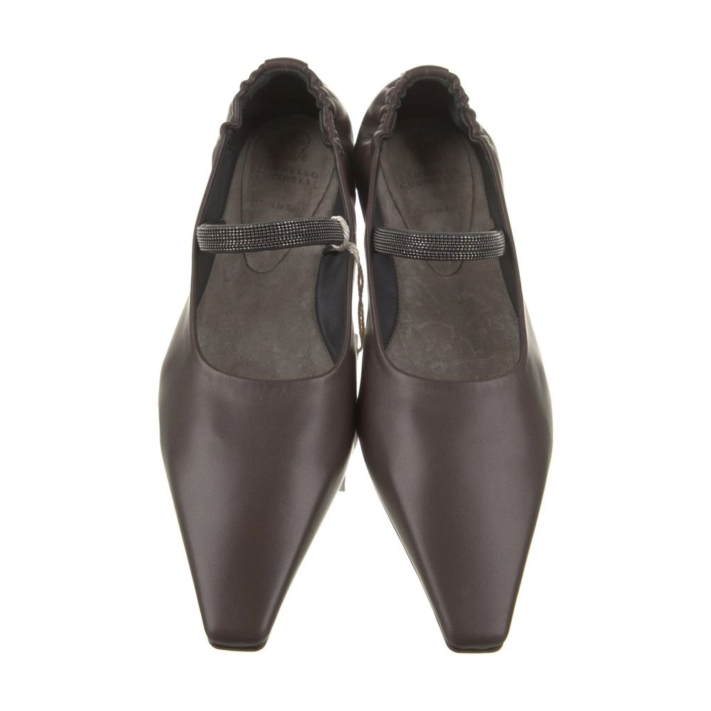 Brunello Cucinelli Ballerinas aus braunem Leder-3