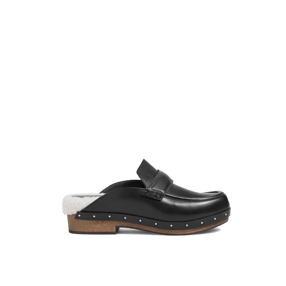 Brunello Cucinelli Schwarze Mules aus Leder-1