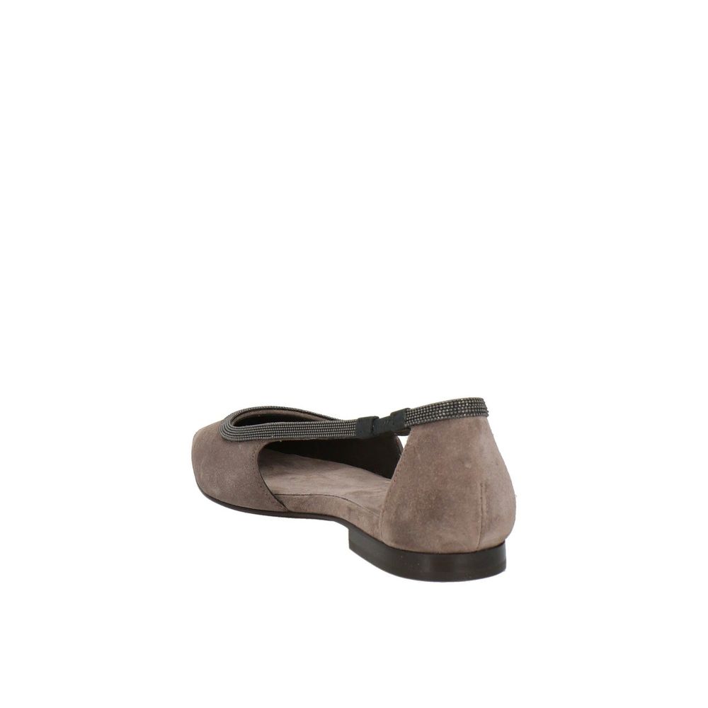 Brunello Cucinelli Graue Leder-Ballerinas-3