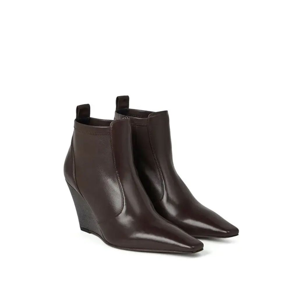Brunello Cucinelli Braune Lederstiefeletten-2