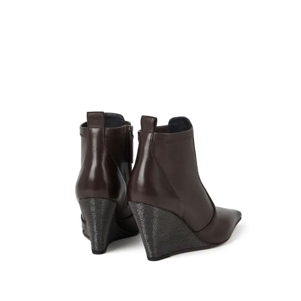 Brunello Cucinelli Braune Lederstiefeletten-3