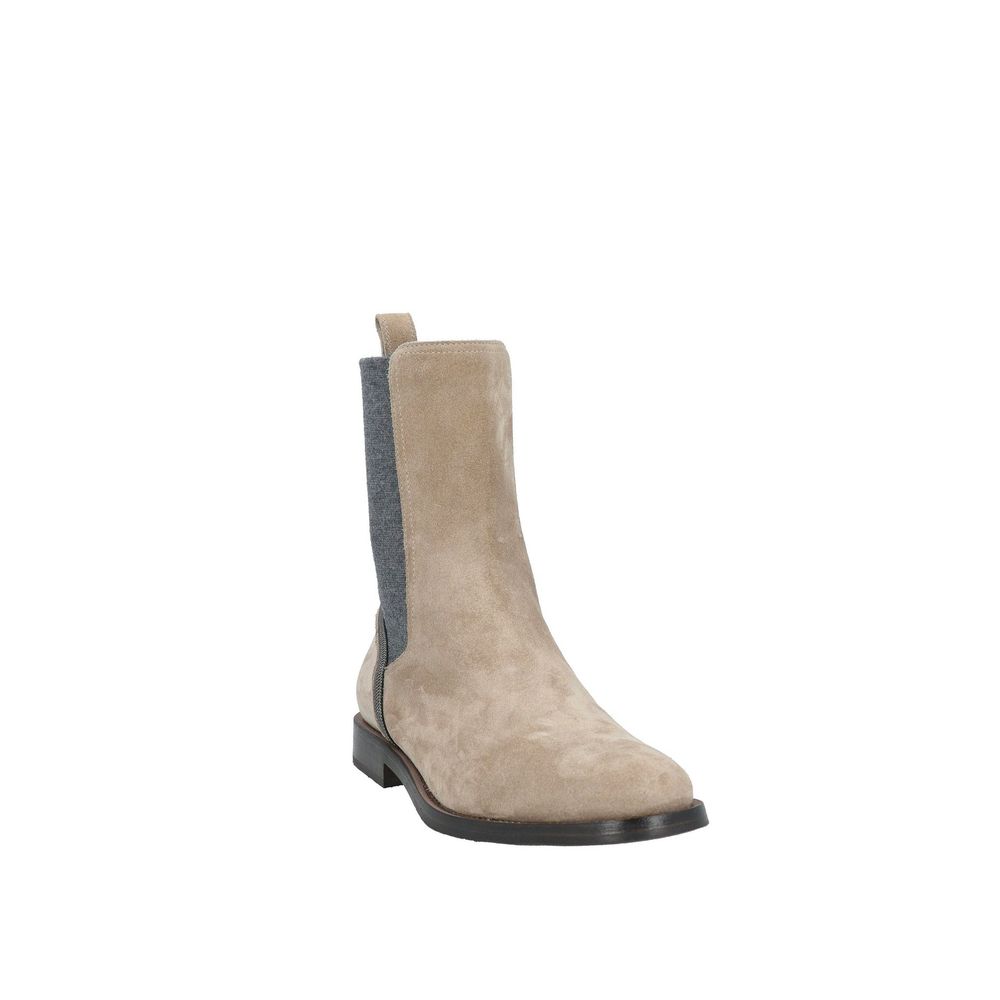 Brunello Cucinelli Schicke Graue Lederstiefel für elegante Schritte-2