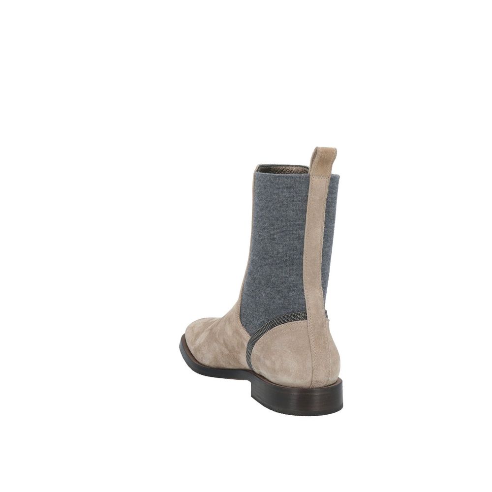 Brunello Cucinelli Schicke Graue Lederstiefel für elegante Schritte-3