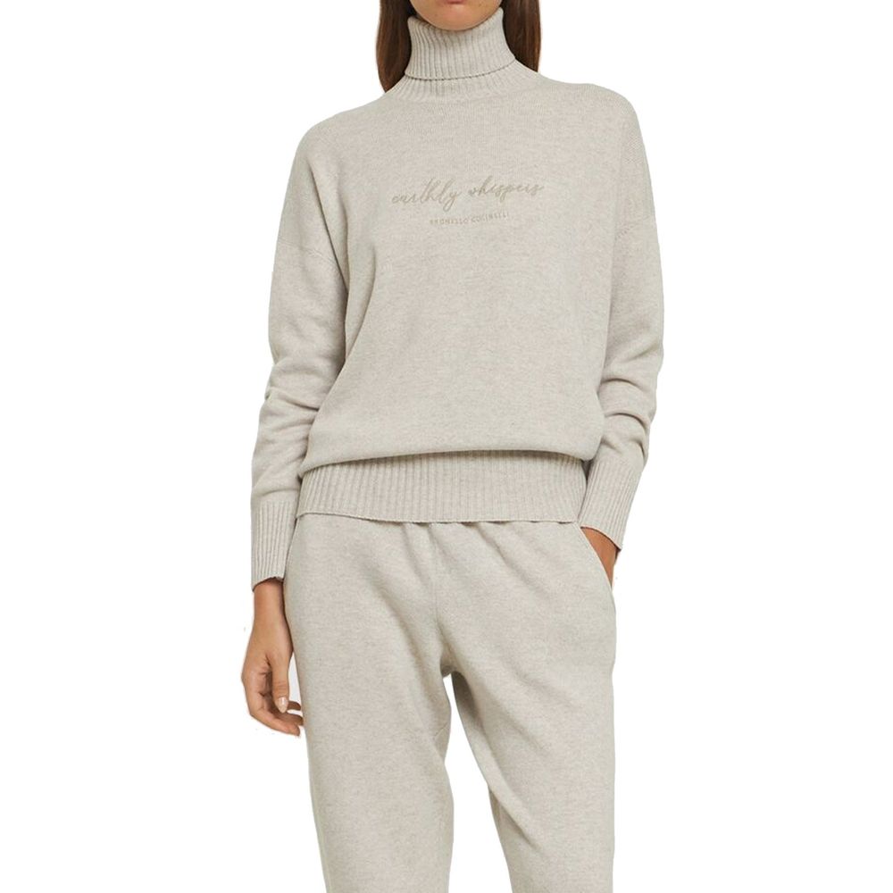 Brunello Cucinelli Beige Kaschmir-Rollkragenpullover-2