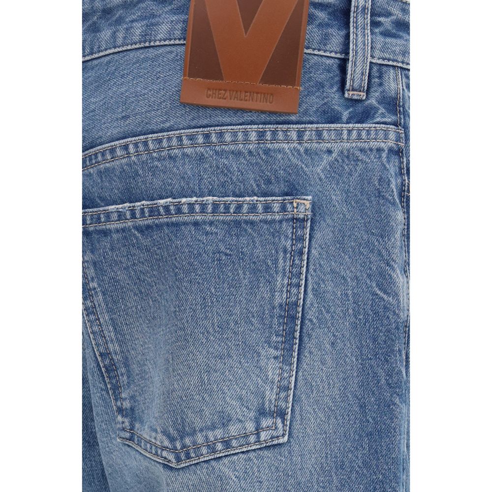 Valentino Blaue Jeans aus Baumwolle im geraden Schnitt-3