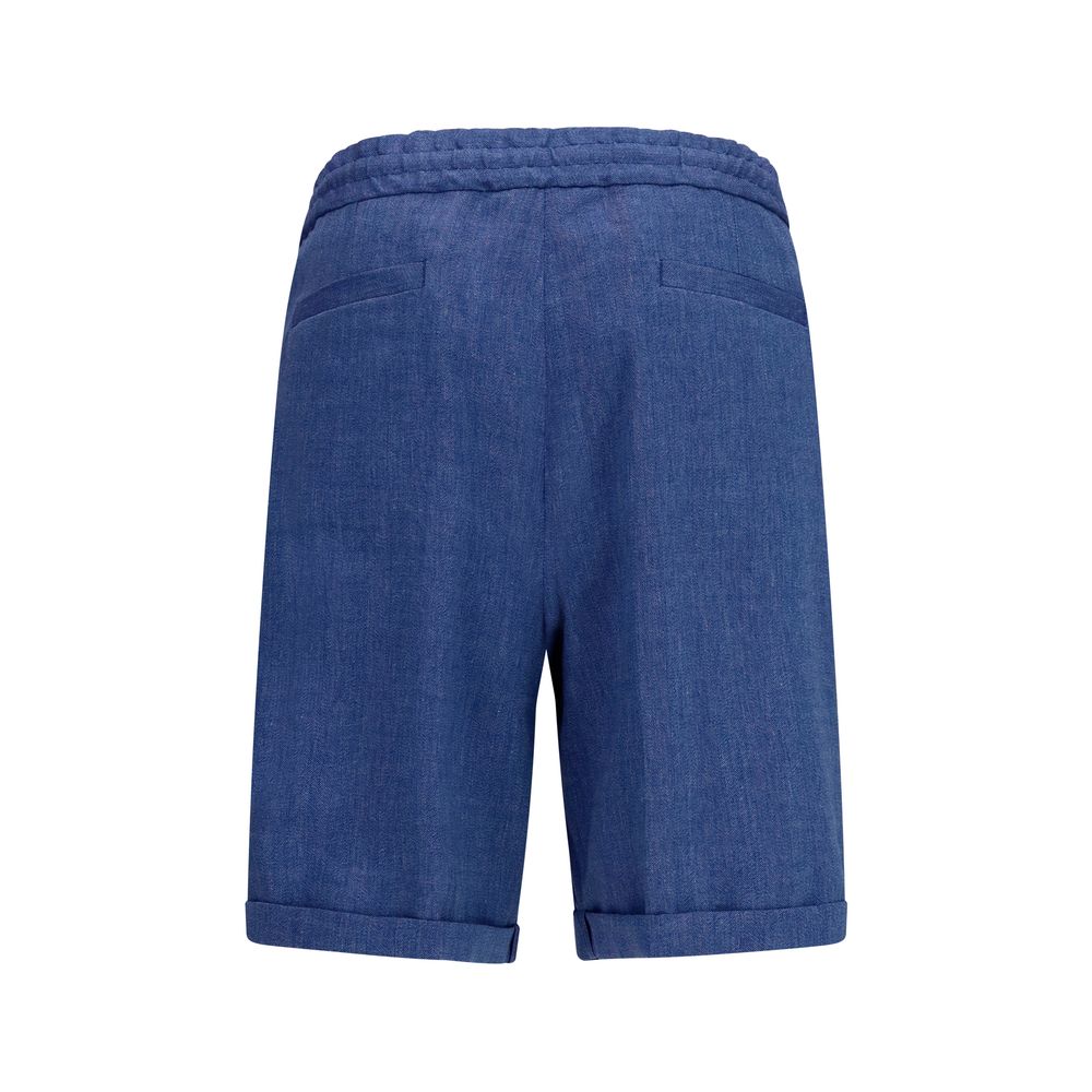 Brunello Cucinelli Blaue Leinen-Bermudashorts-2