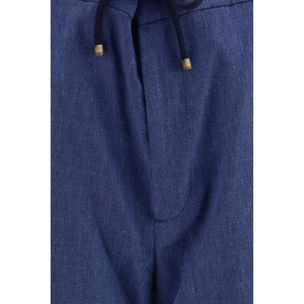 Brunello Cucinelli Blaue Leinen-Bermudashorts-3