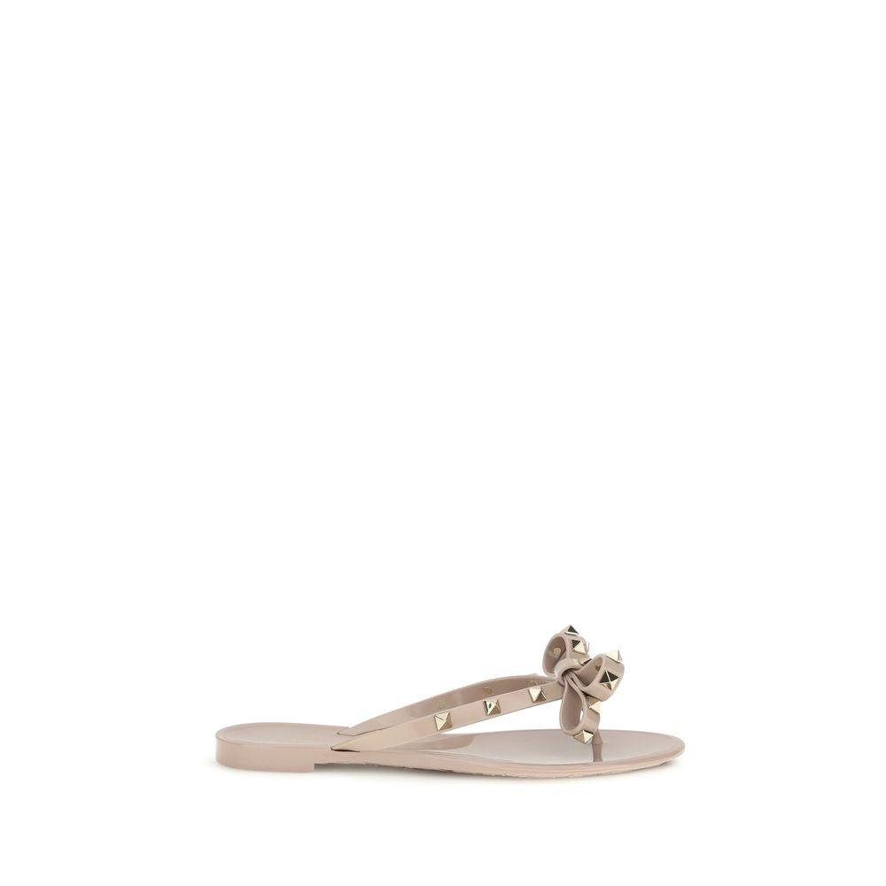 Valentino Garavani Beige Baumwoll-Flip-Flop-Sandalen