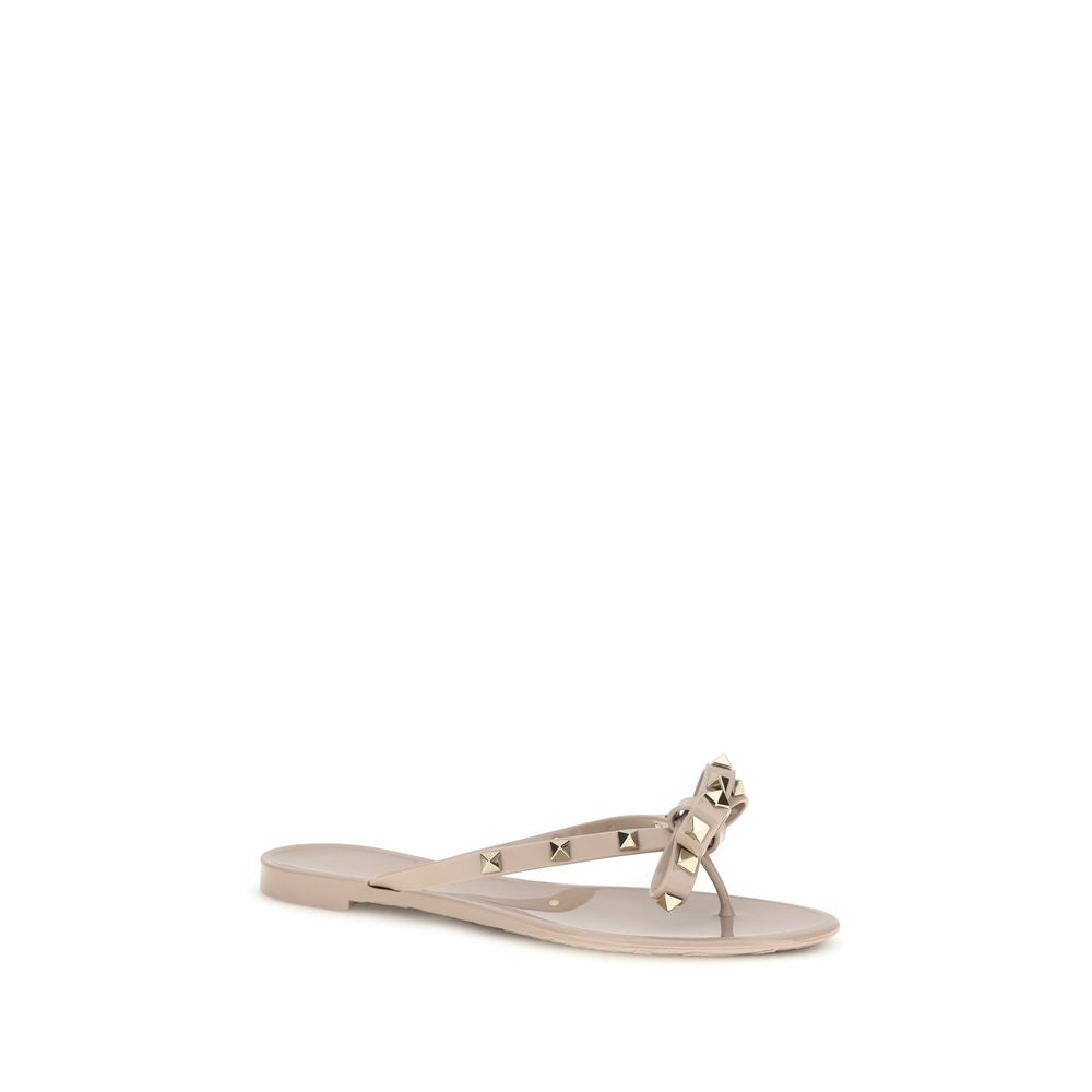 Valentino Garavani Beige Baumwoll-Flip-Flop-Sandalen-2