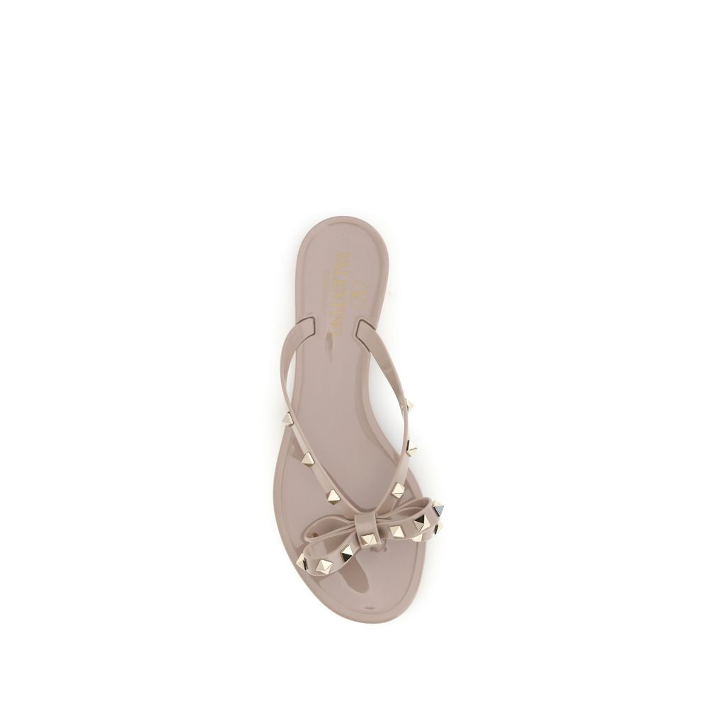 Valentino Garavani Beige Baumwoll-Flip-Flop-Sandalen-4