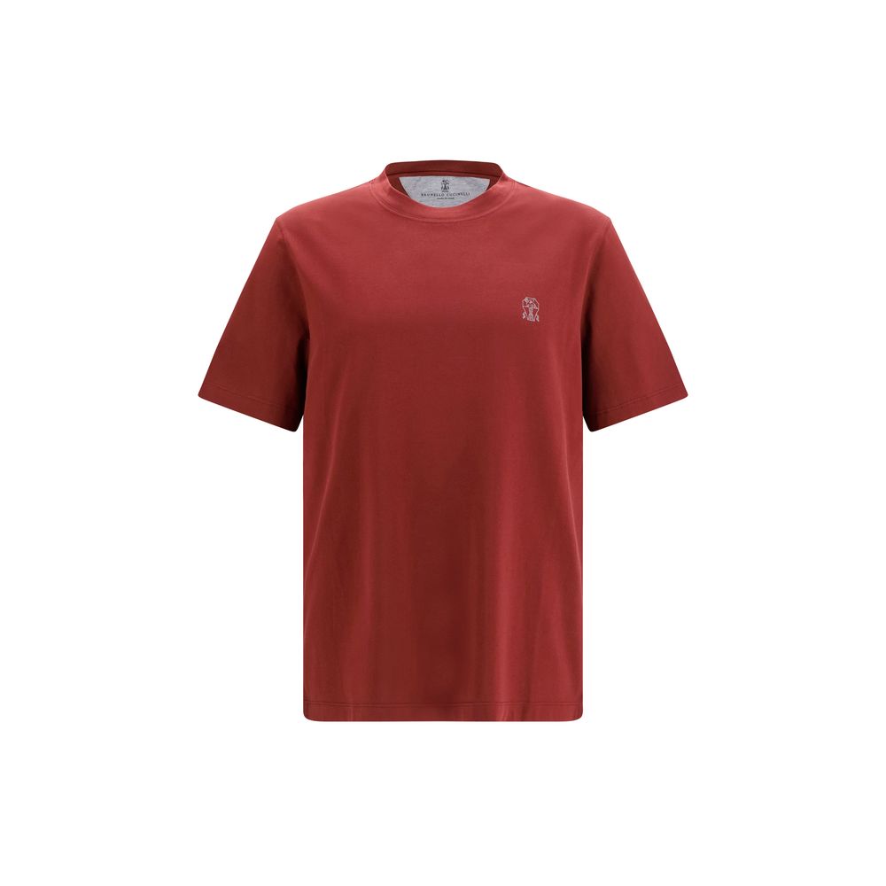 Brunello Cucinelli Bordeaux Baumwoll-T-Shirt-1