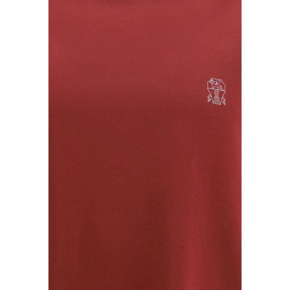 Brunello Cucinelli Bordeaux Baumwoll-T-Shirt-3