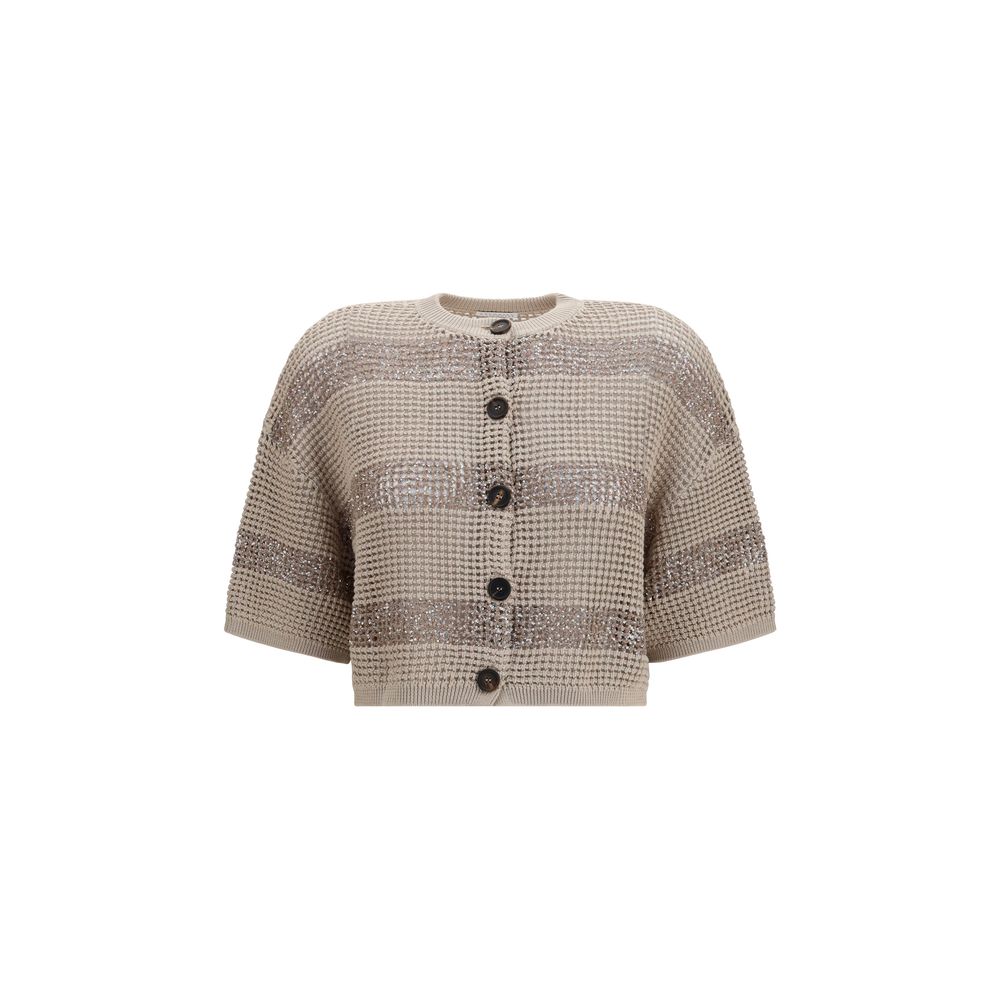 Brunello Cucinelli Beige Cotton Cardigan-1