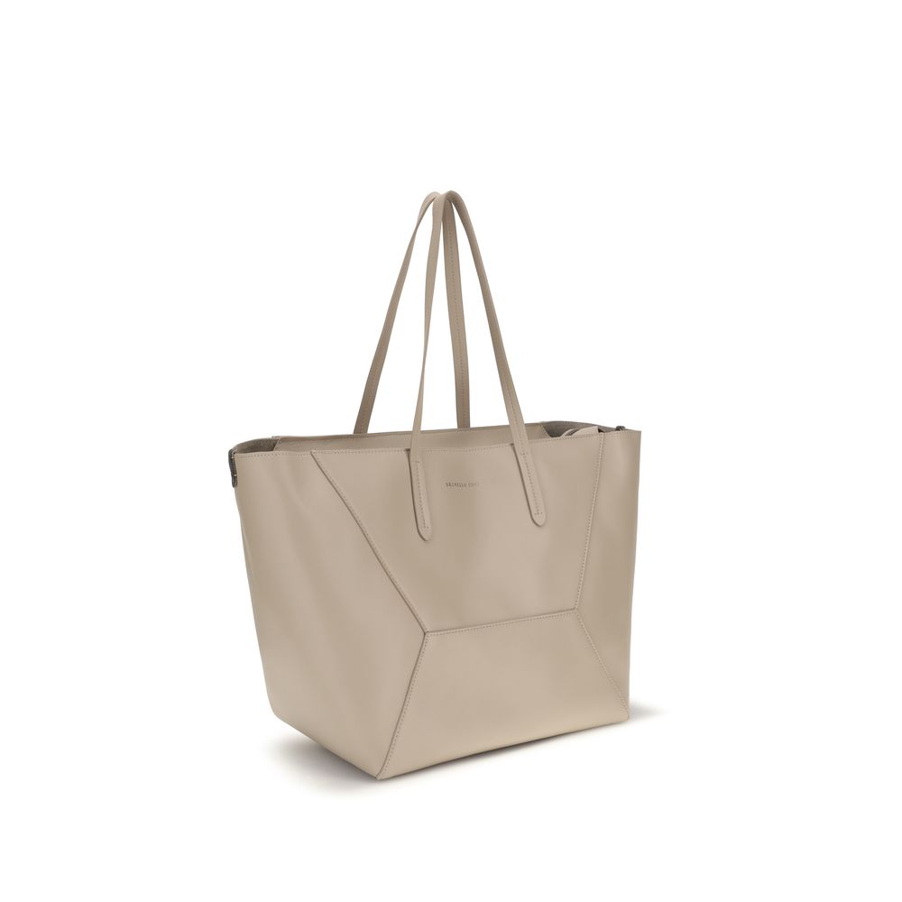 Brunello Cucinelli Beige Calf Leather Bos Taurus Handbag-2