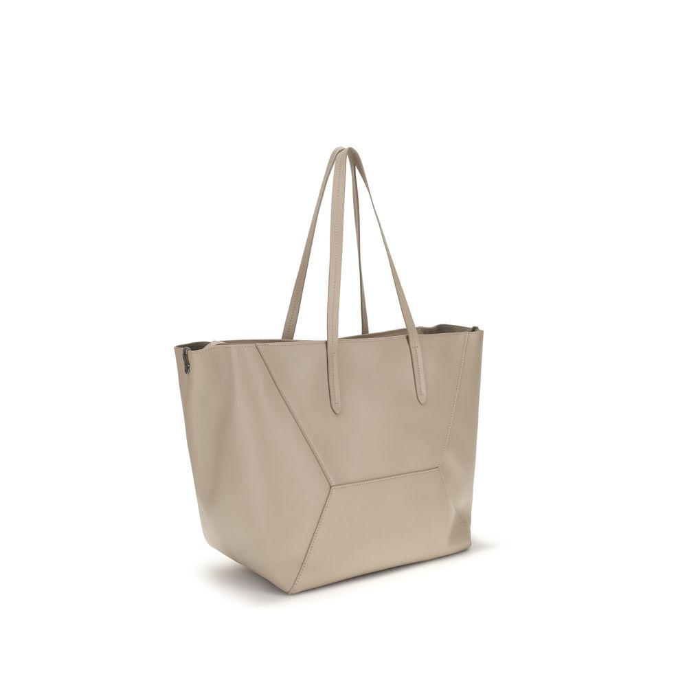 Brunello Cucinelli Beige Calf Leather Bos Taurus Handbag-3