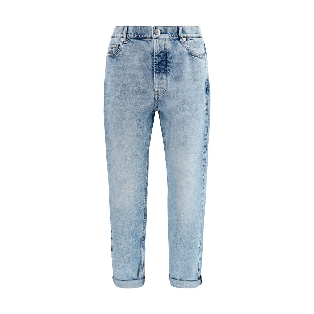 Brunello Cucinelli Blaue Jeans aus Baumwolle im geraden Schnitt-1