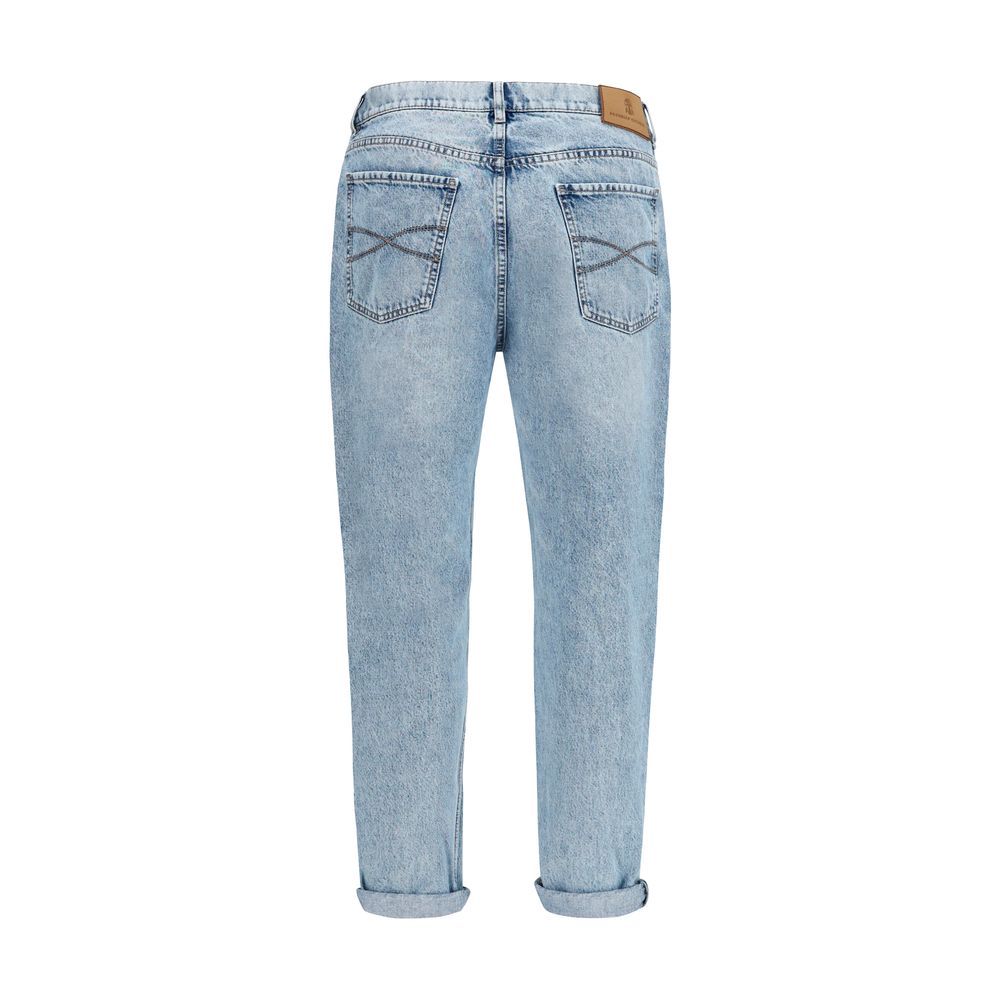 Brunello Cucinelli Blaue Jeans aus Baumwolle im geraden Schnitt-2