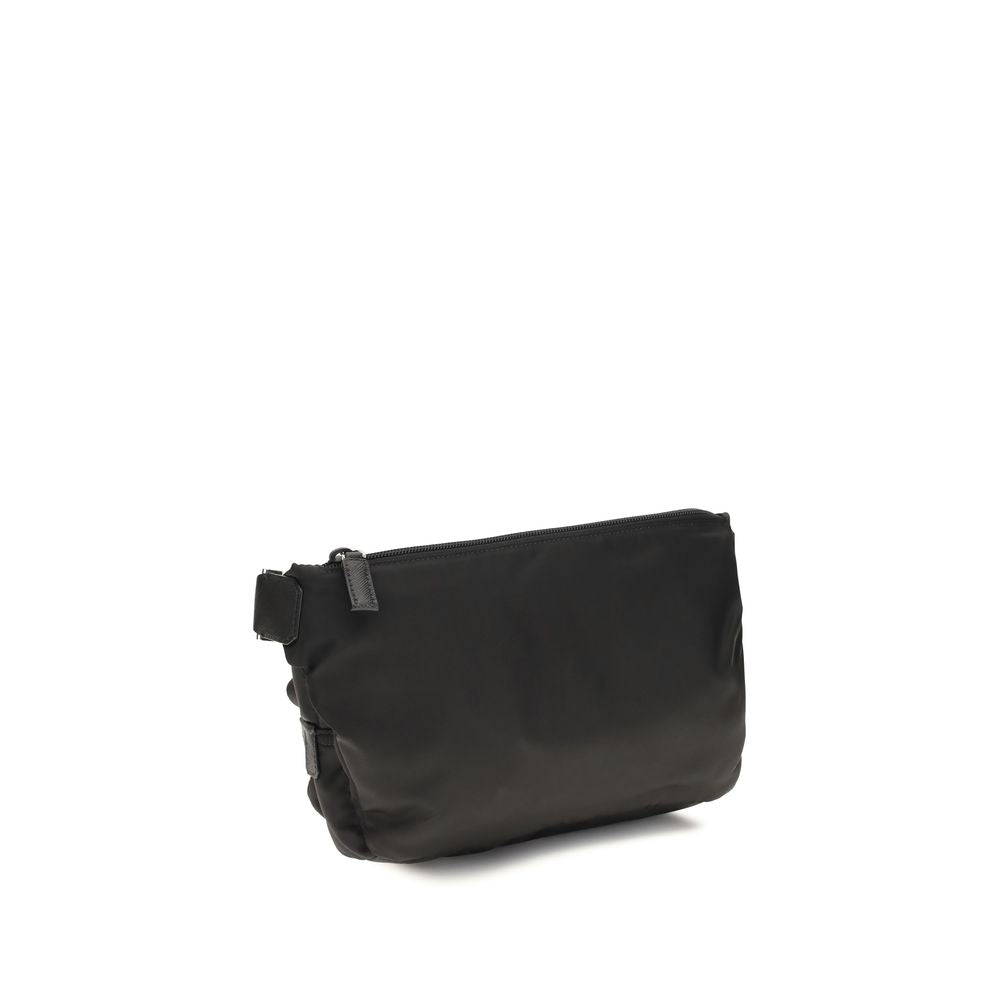 Prada Schwarze Bos Taurus Kalbsleder Schultertasche-3