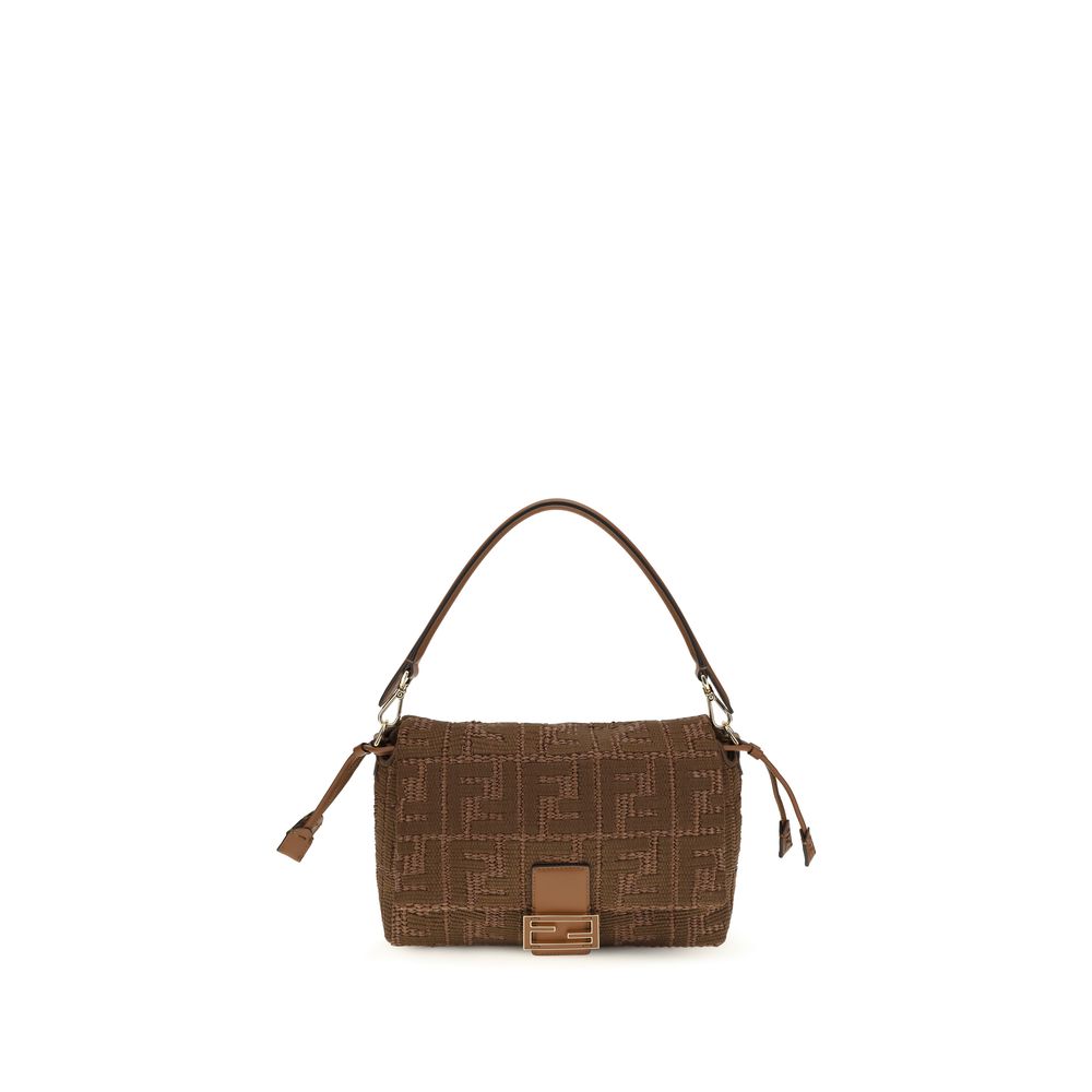 Fendi Braune Raffia-Umhängetasche-1