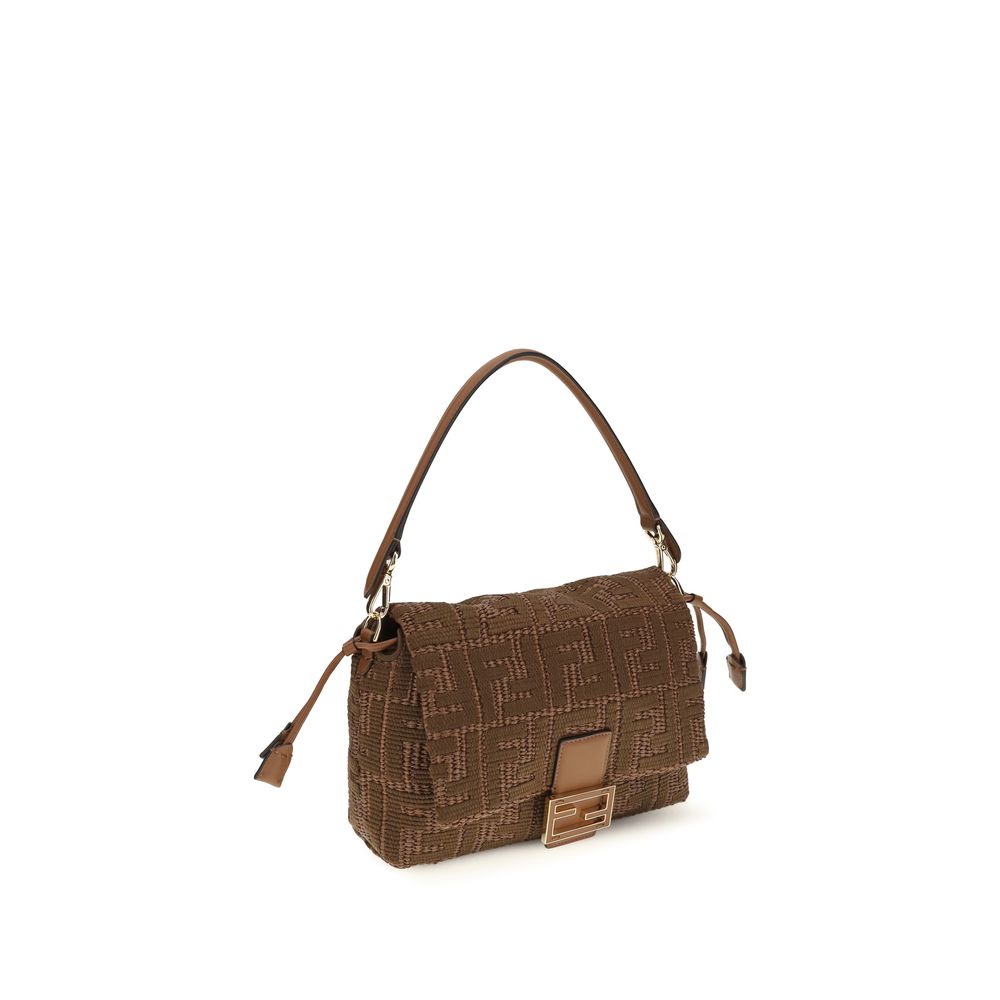 Fendi Braune Raffia-Umhängetasche-2