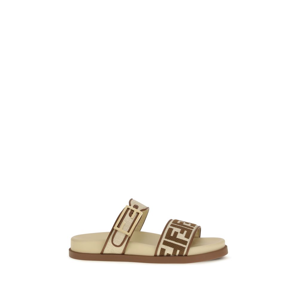 Fendi Braune Raffia-Sandalen-1
