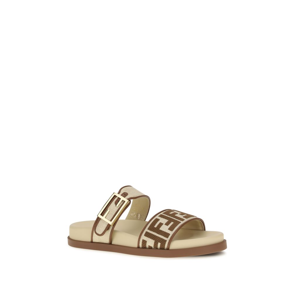 Fendi Braune Raffia-Sandalen-2