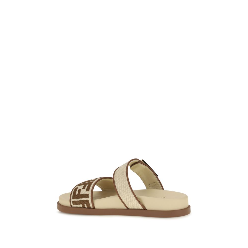Fendi Braune Raffia-Sandalen-3