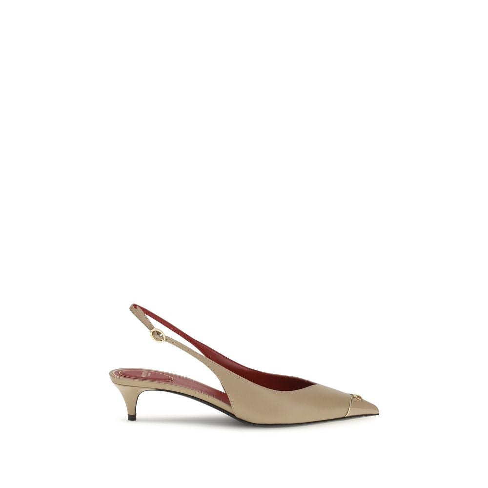 Valentino Garavani Beige Calf Leather Bos Taurus Mid Heel Pumps-1