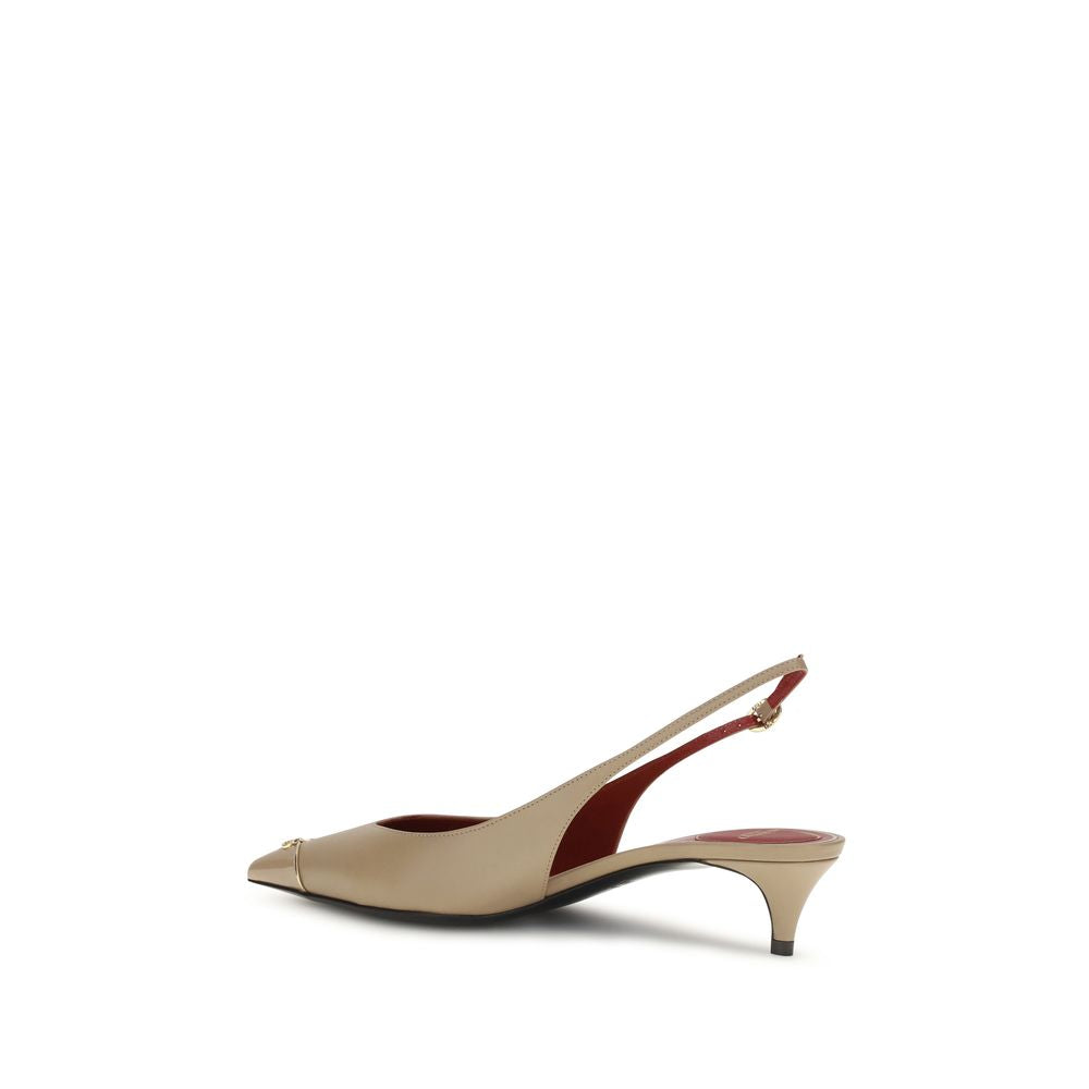 Valentino Garavani Beige Calf Leather Bos Taurus Mid Heel Pumps-3