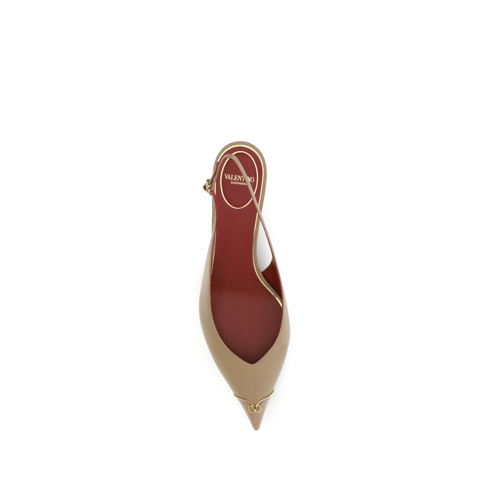 Valentino Garavani Beige Calf Leather Bos Taurus Mid Heel Pumps-4