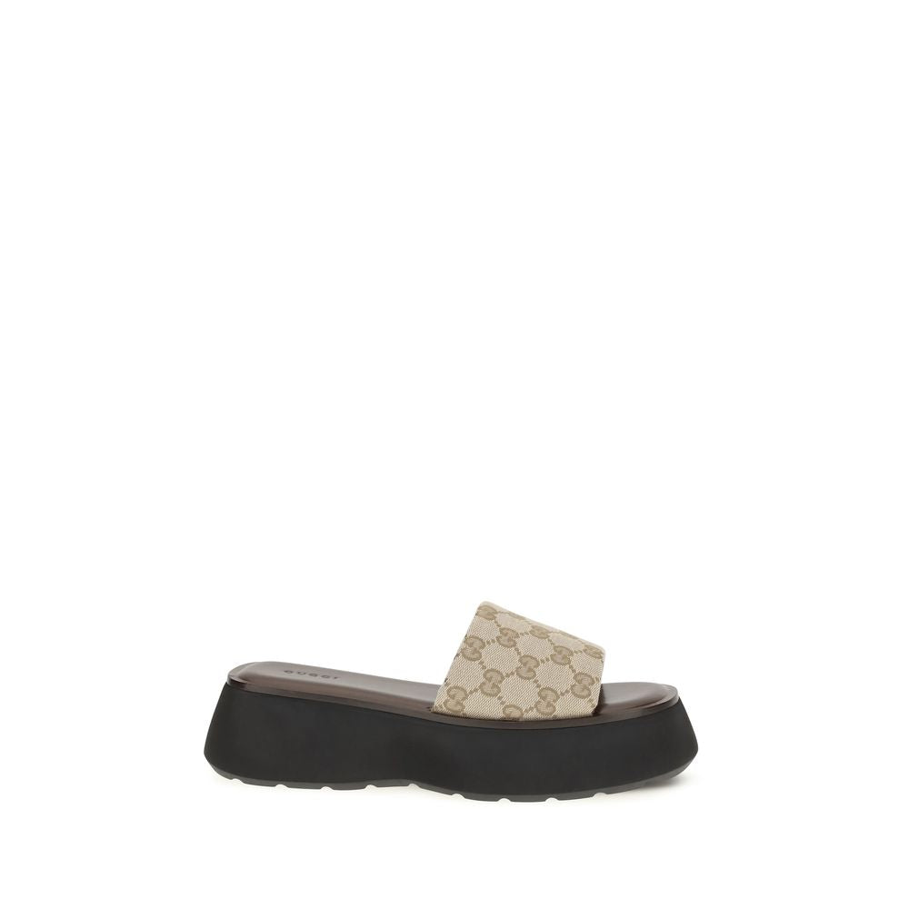 Gucci Beige Stoff-Plateau-Sandalen-1