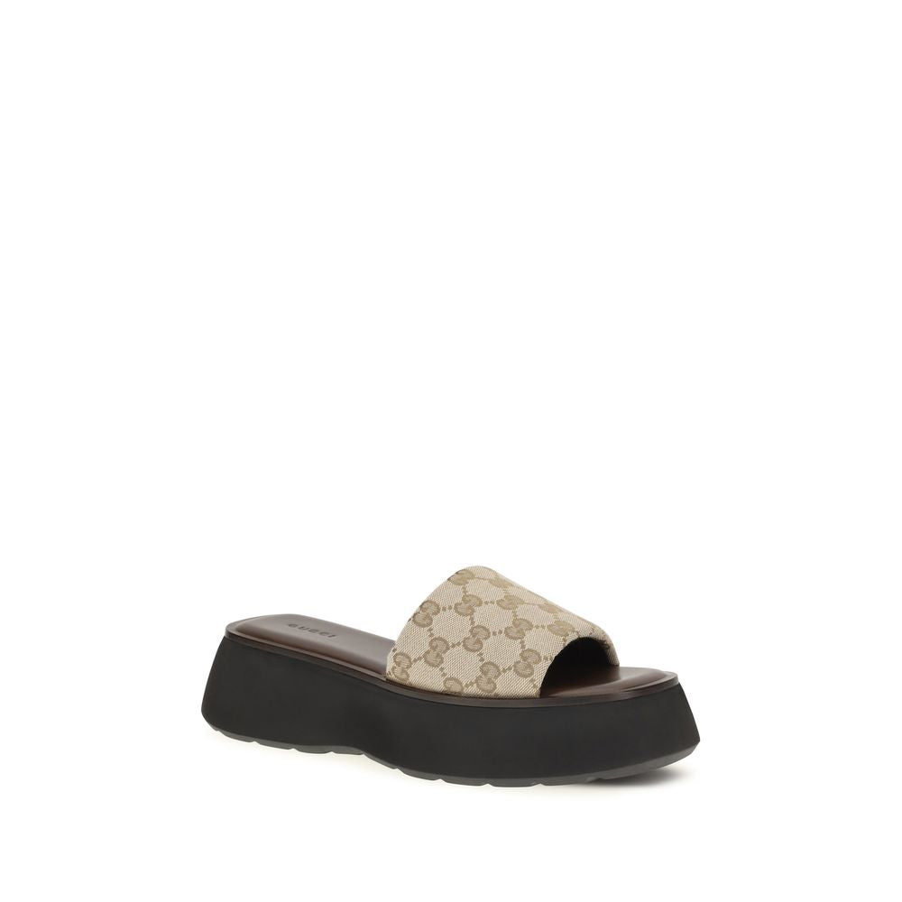 Gucci Beige Stoff-Plateau-Sandalen-2