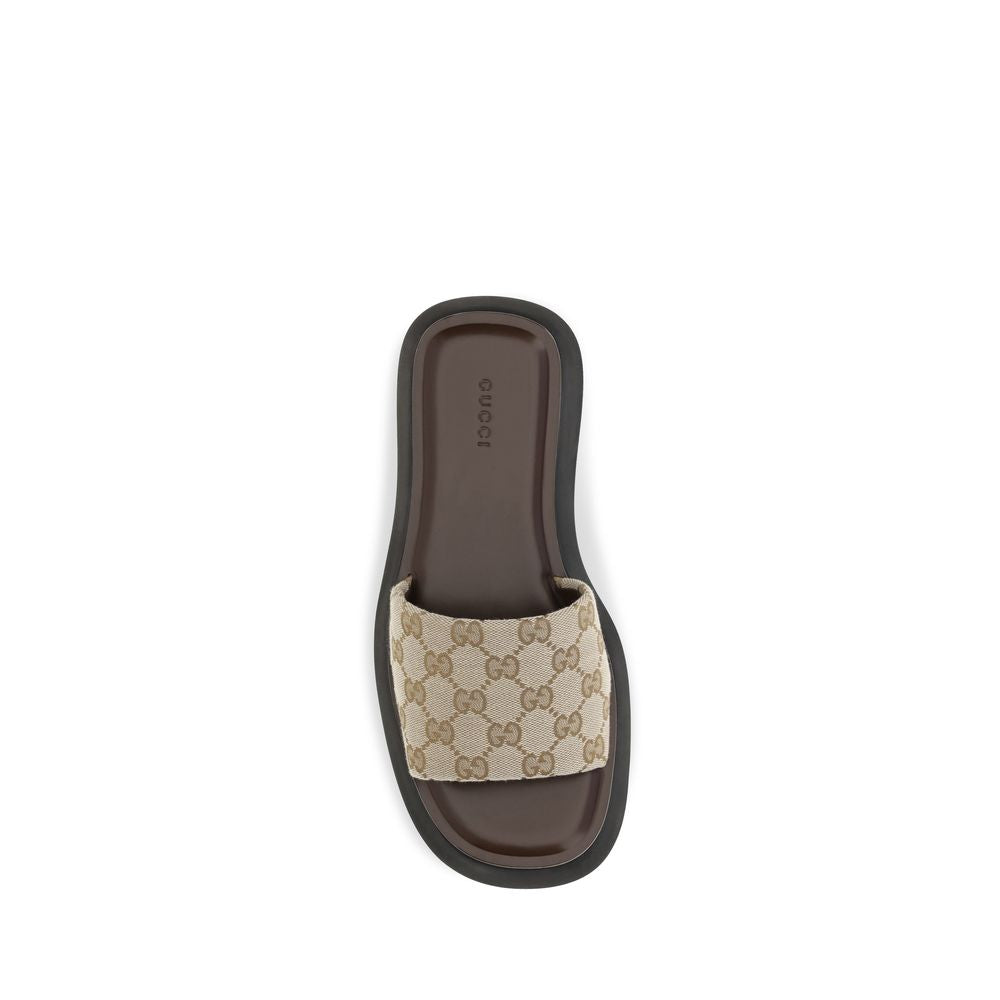 Gucci Beige Stoff-Plateau-Sandalen-4