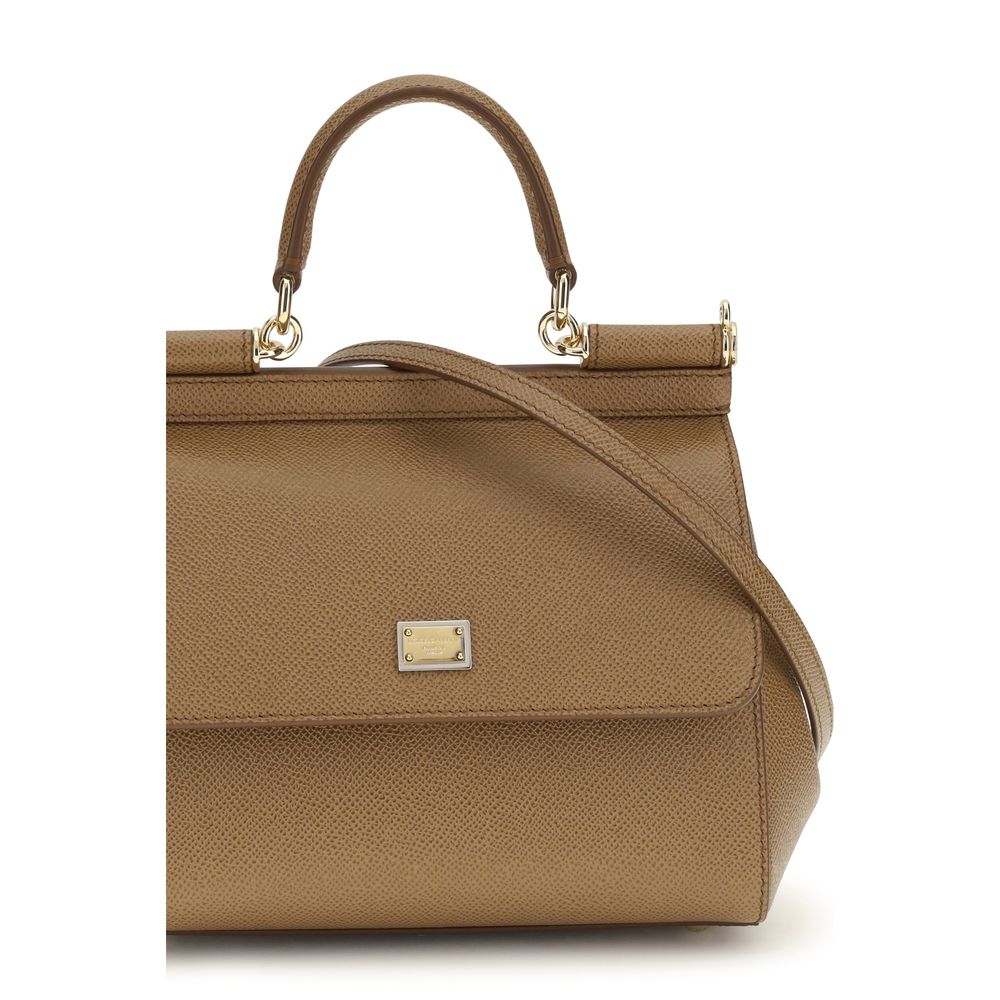 Dolce & Gabbana Beige Kalbsleder Bos Taurus Schultertasche-4