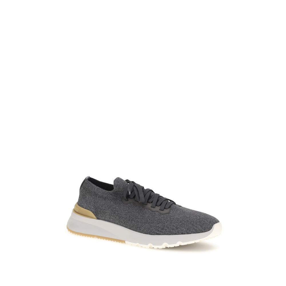 Brunello Cucinelli Blaue Low-Top-Sneaker aus Baumwolle-2