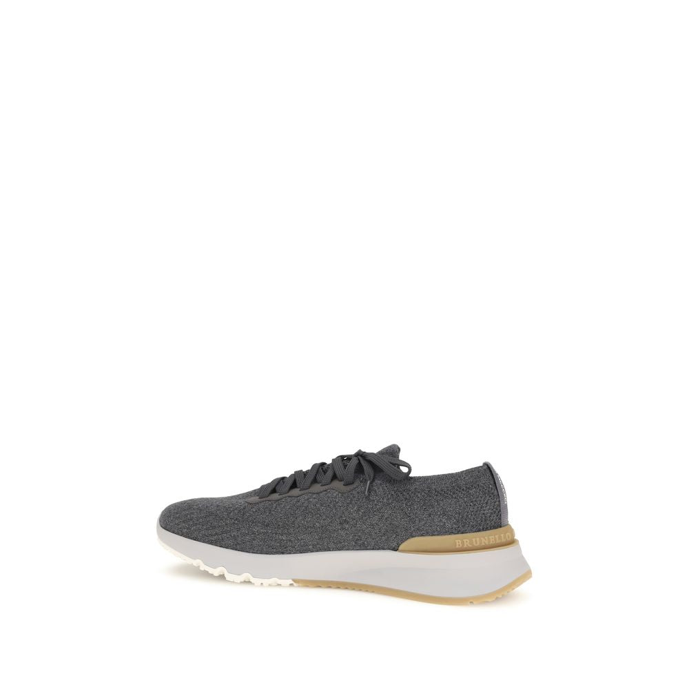 Brunello Cucinelli Blaue Low-Top-Sneaker aus Baumwolle-3