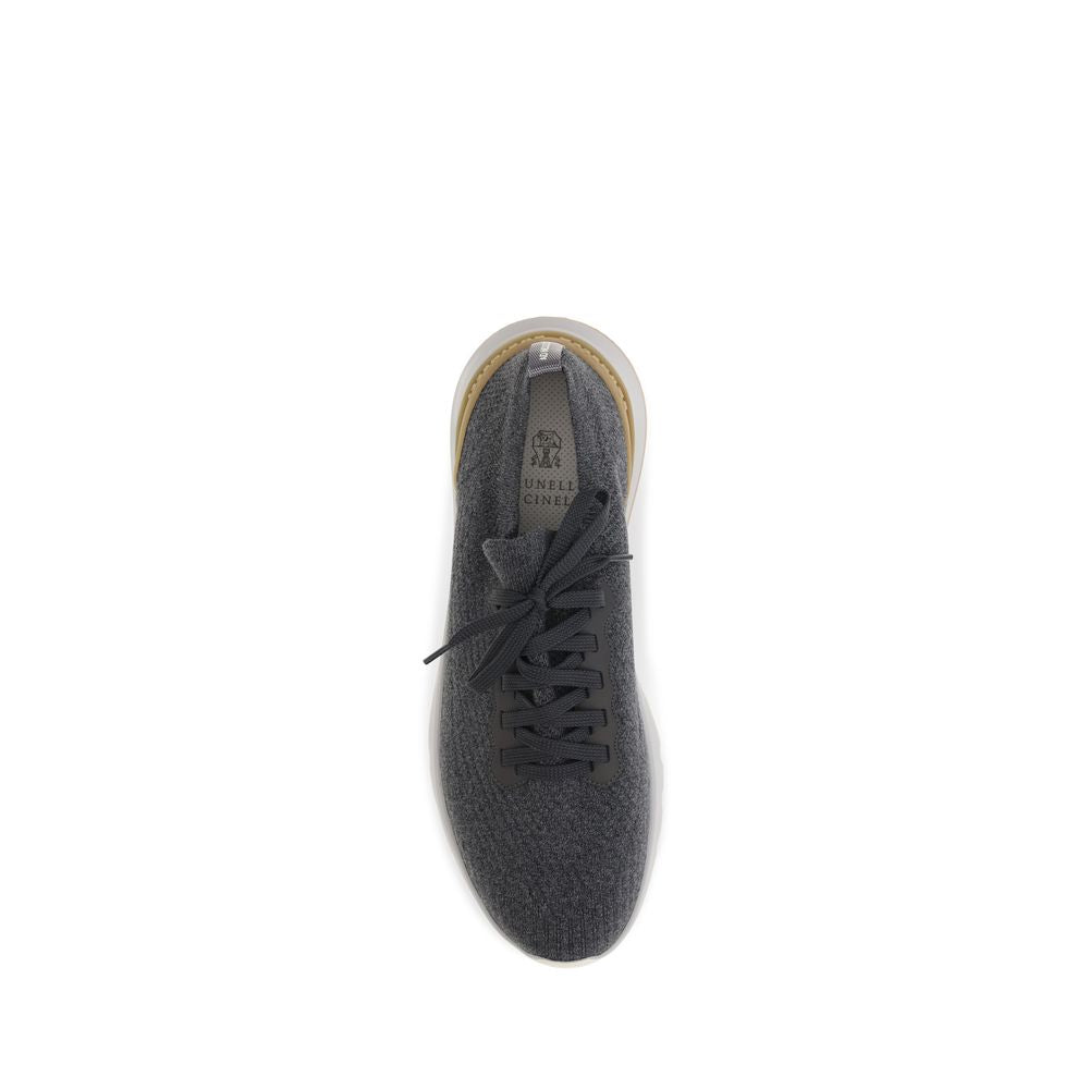 Brunello Cucinelli Blaue Low-Top-Sneaker aus Baumwolle-4
