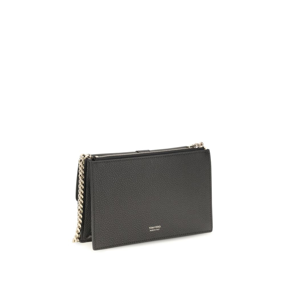 Tom Ford Schwarze Bos Taurus Kalbsleder Schultertasche-3