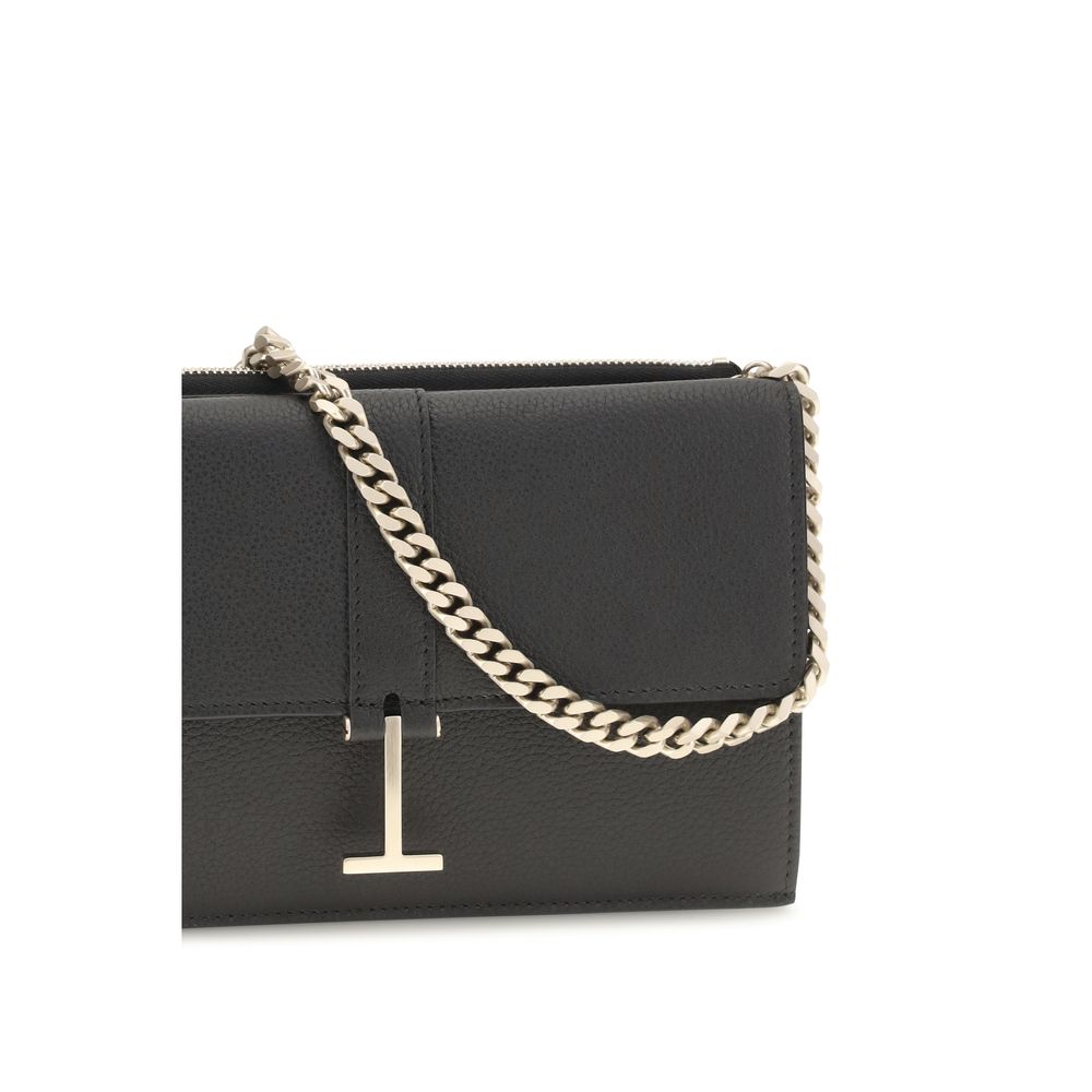 Tom Ford Schwarze Bos Taurus Kalbsleder Schultertasche-4