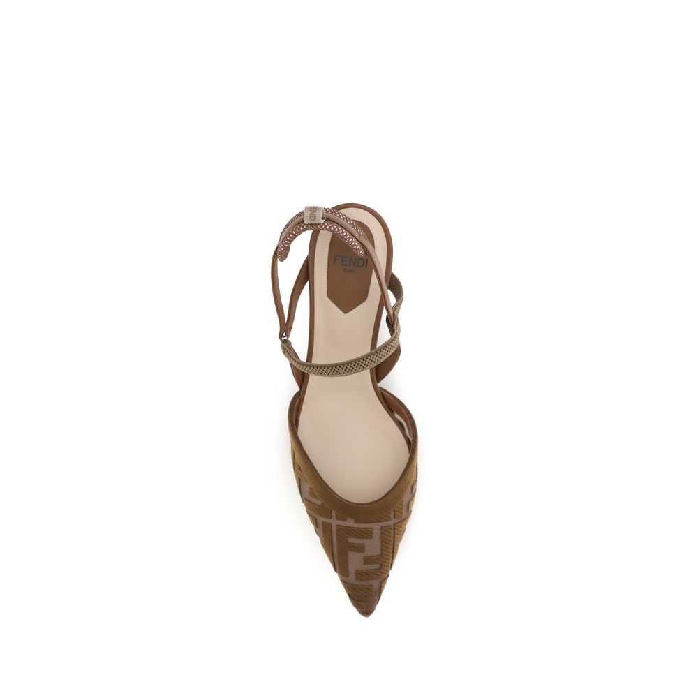 Fendi Braune Pumps aus Polyamid mit mittlerem Absatz-4