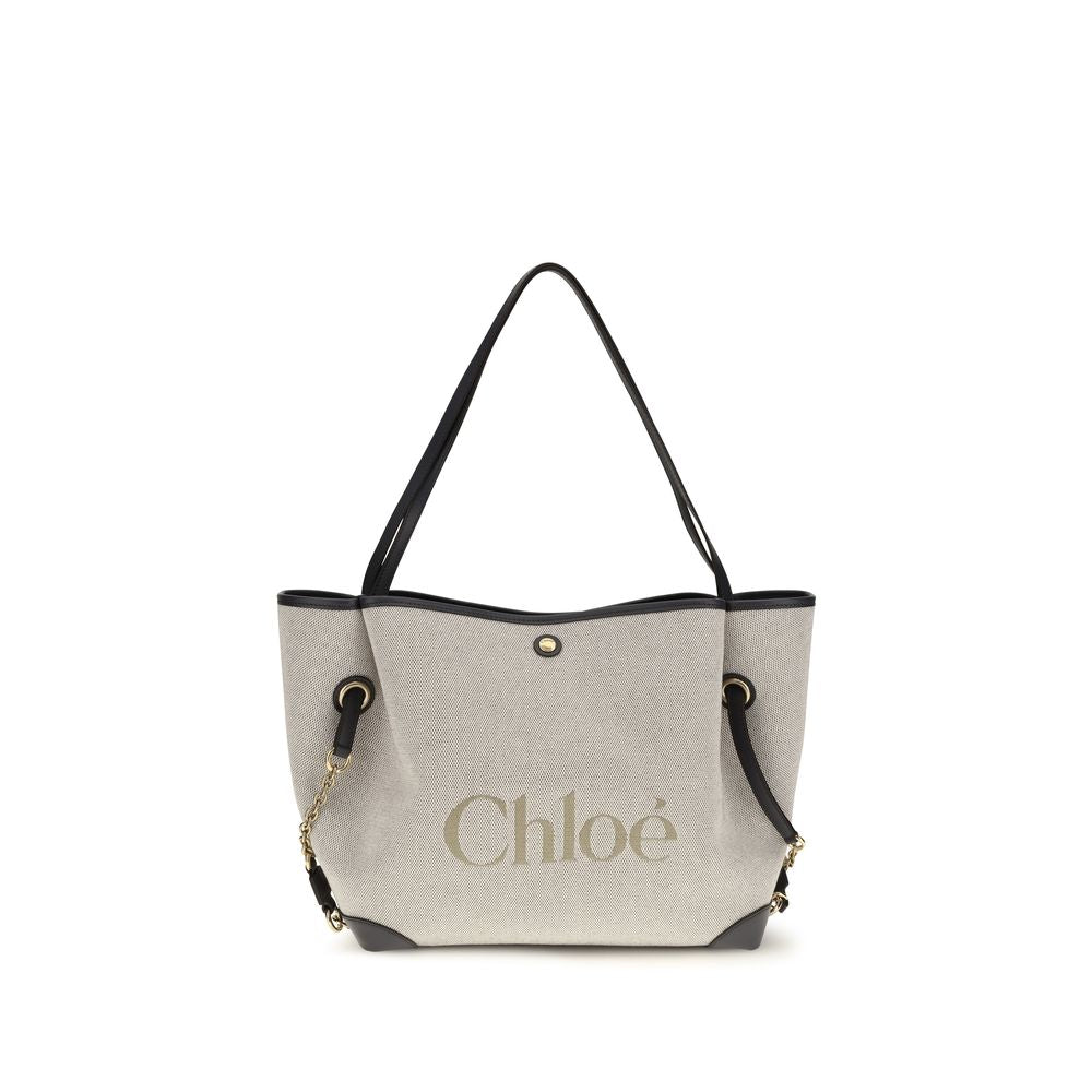 Chloé Graue Baumwoll-Schultertasche-1