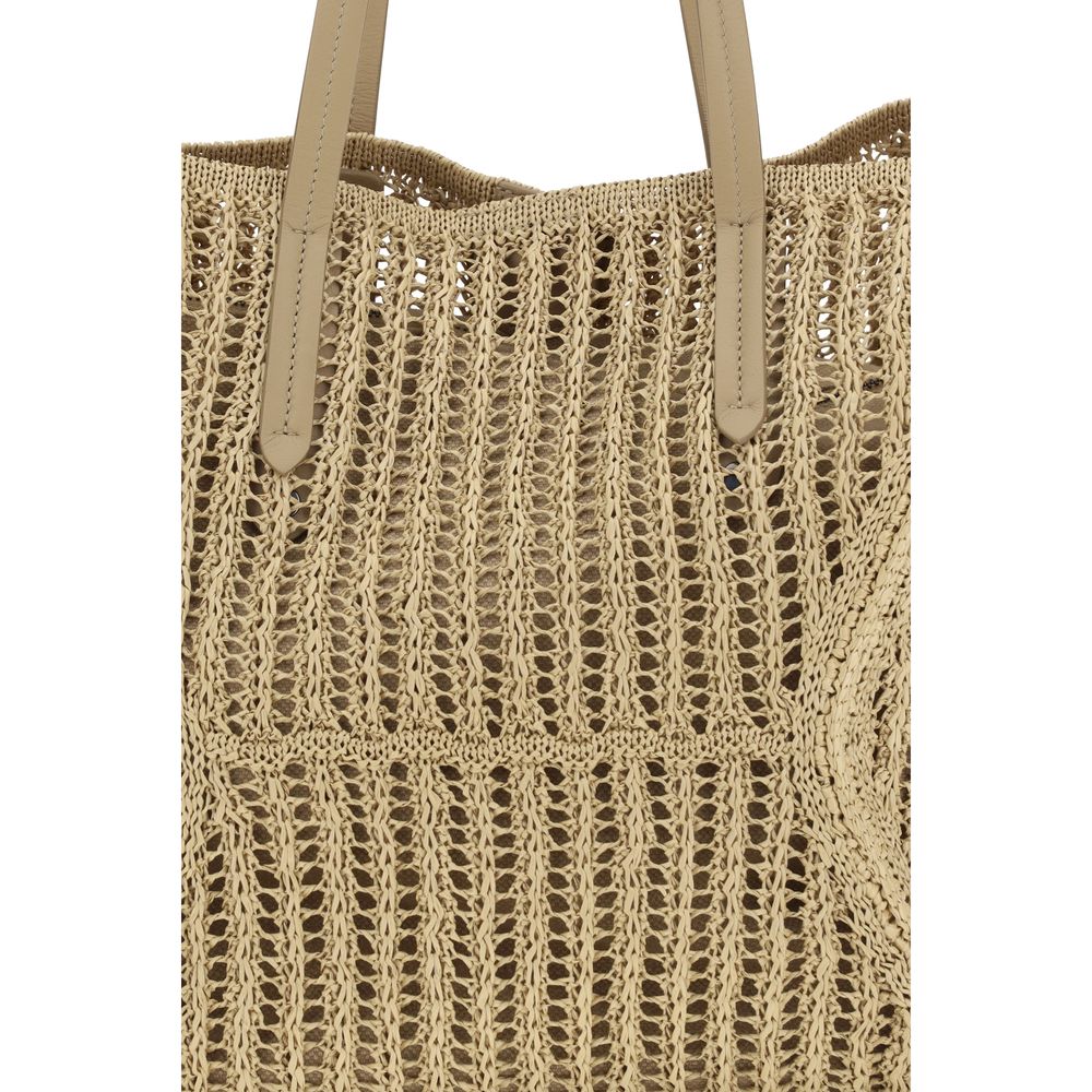 Brunello Cucinelli Beige Raffia Handtasche-4