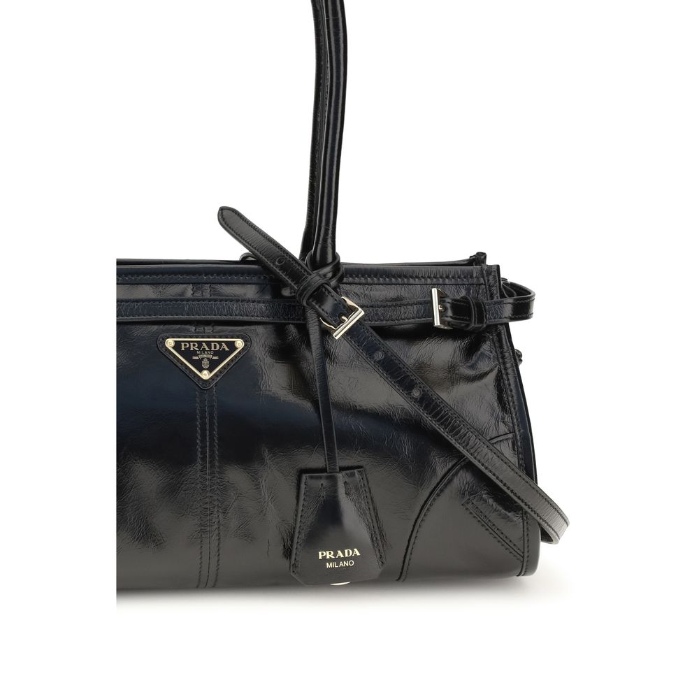 Prada Schwarze Kalbsleder Bos Taurus Handtasche-4
