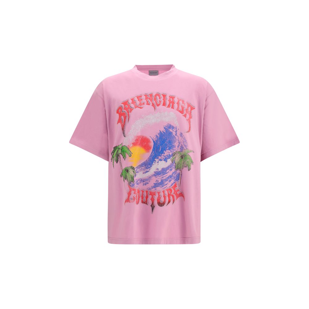 Balenciaga Lila Baumwoll-T-Shirt-1