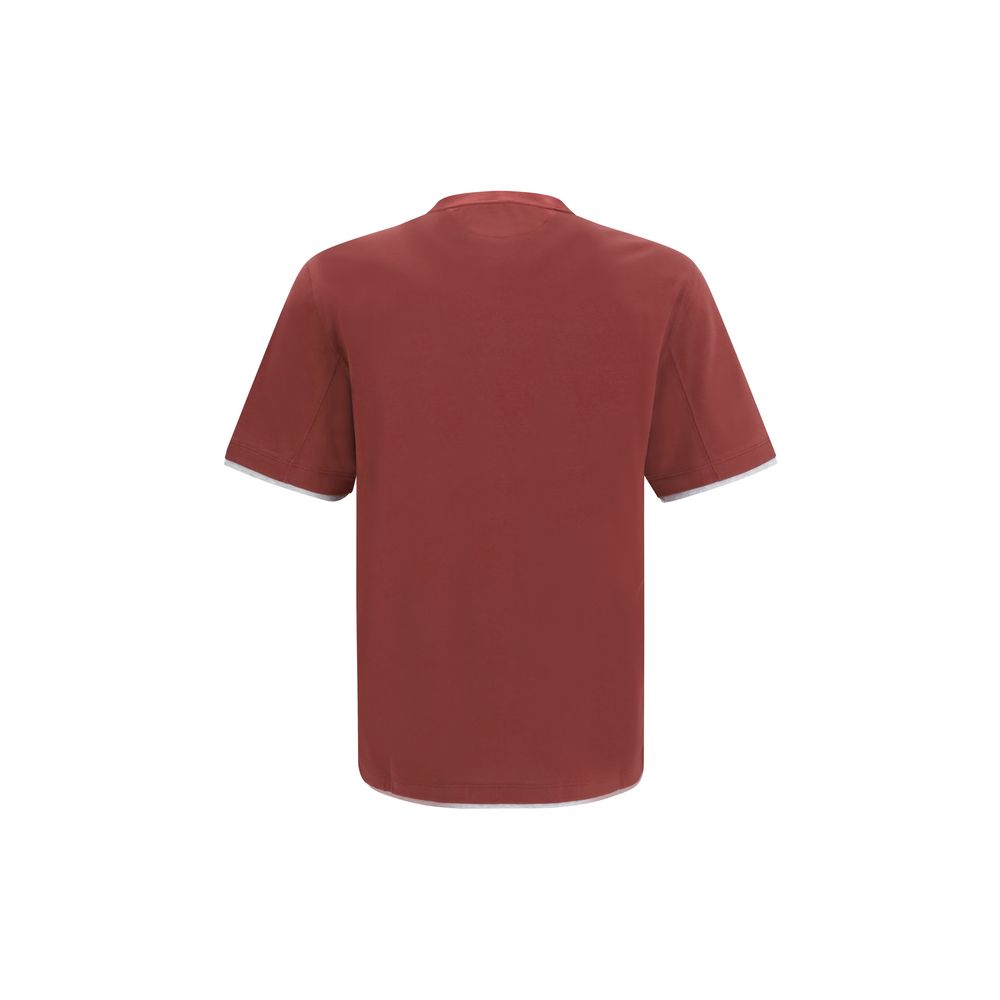 Brunello Cucinelli Bordeaux Baumwoll-T-Shirt-2