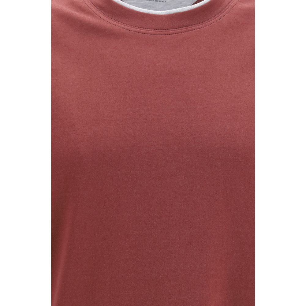 Brunello Cucinelli Bordeaux Baumwoll-T-Shirt-3